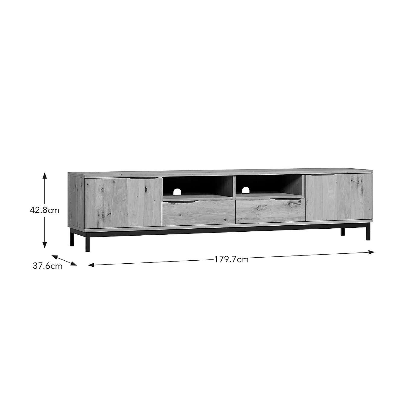 Reynolds Extra Wide TV Unit for TVs up to 80", Rustic Oak Effect   