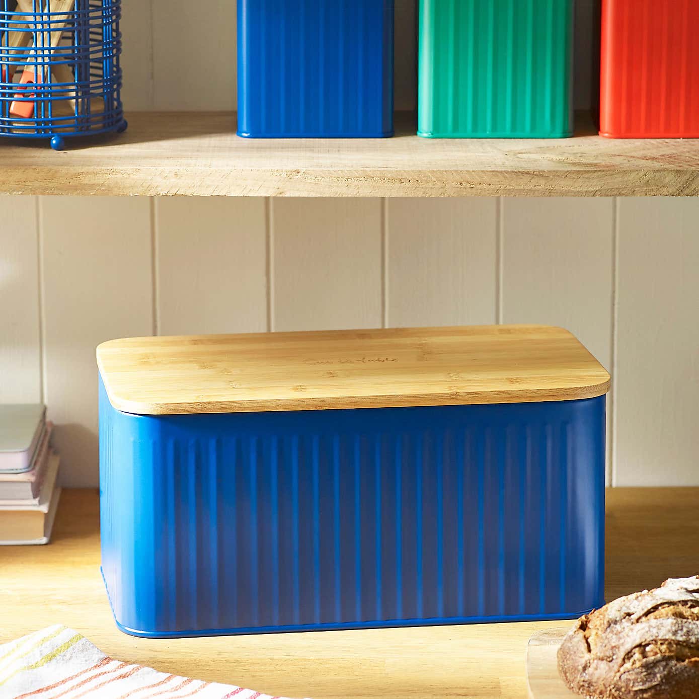 Sur La Table Blue Bread Bin