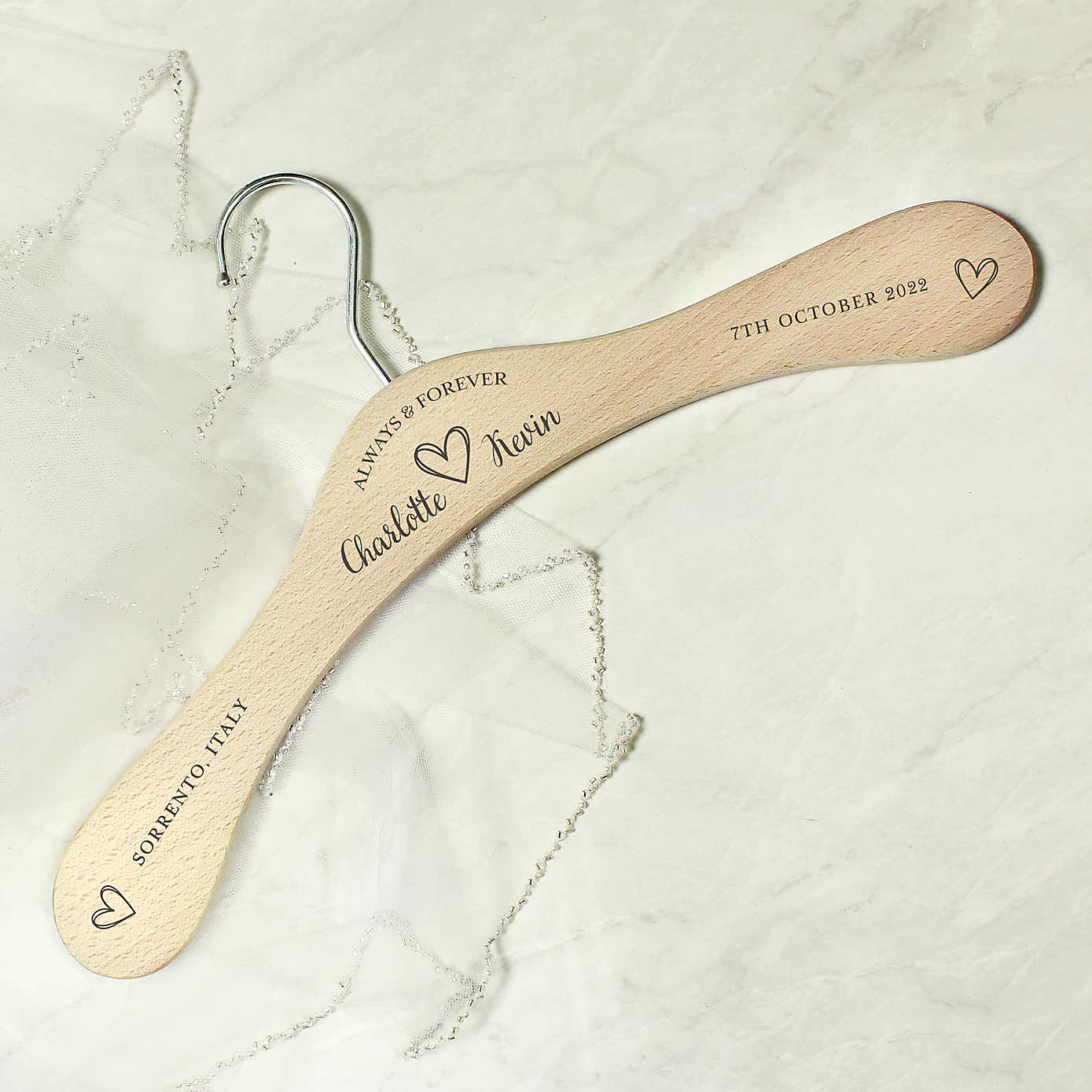 Personalised Always and Forever Wooden Coat Hanger