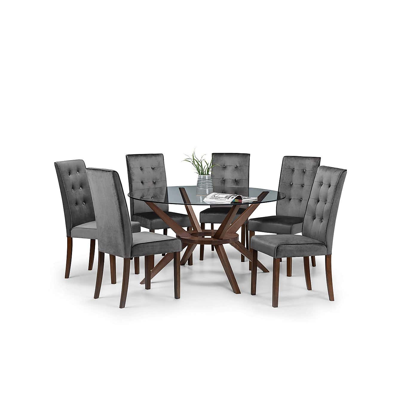 Chelsea Large Round Dining Table with 6 Madrid Dining Chairs