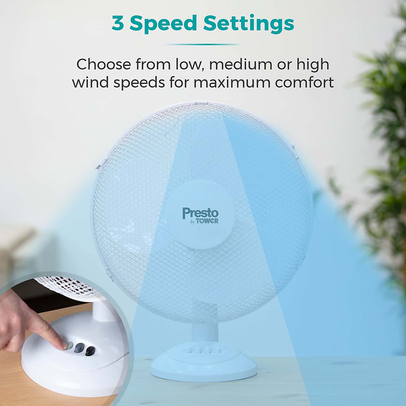 Tower Presto 12" White Desk Fan