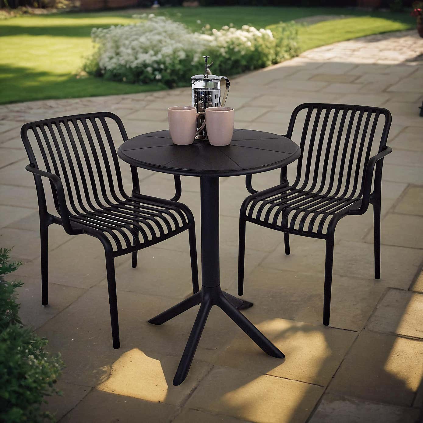 Modura Anders Round Bistro Table with 2 Alma Armchairs