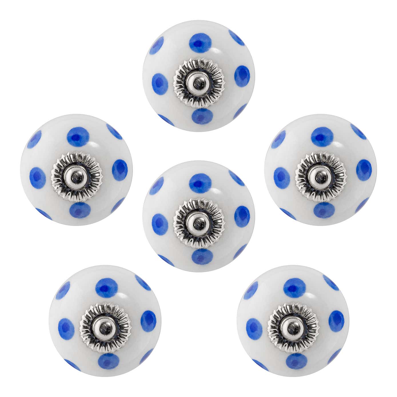 Pack of 6 Nicola Spring Spotted Round Drawer Knobs
