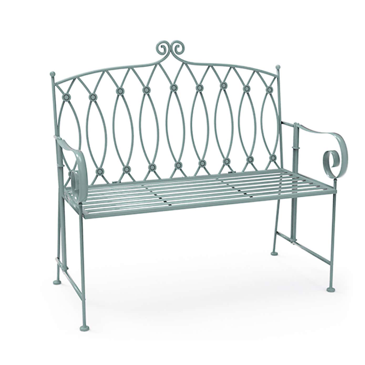 Charles Bentley Wrought Iron Sage Green Bench