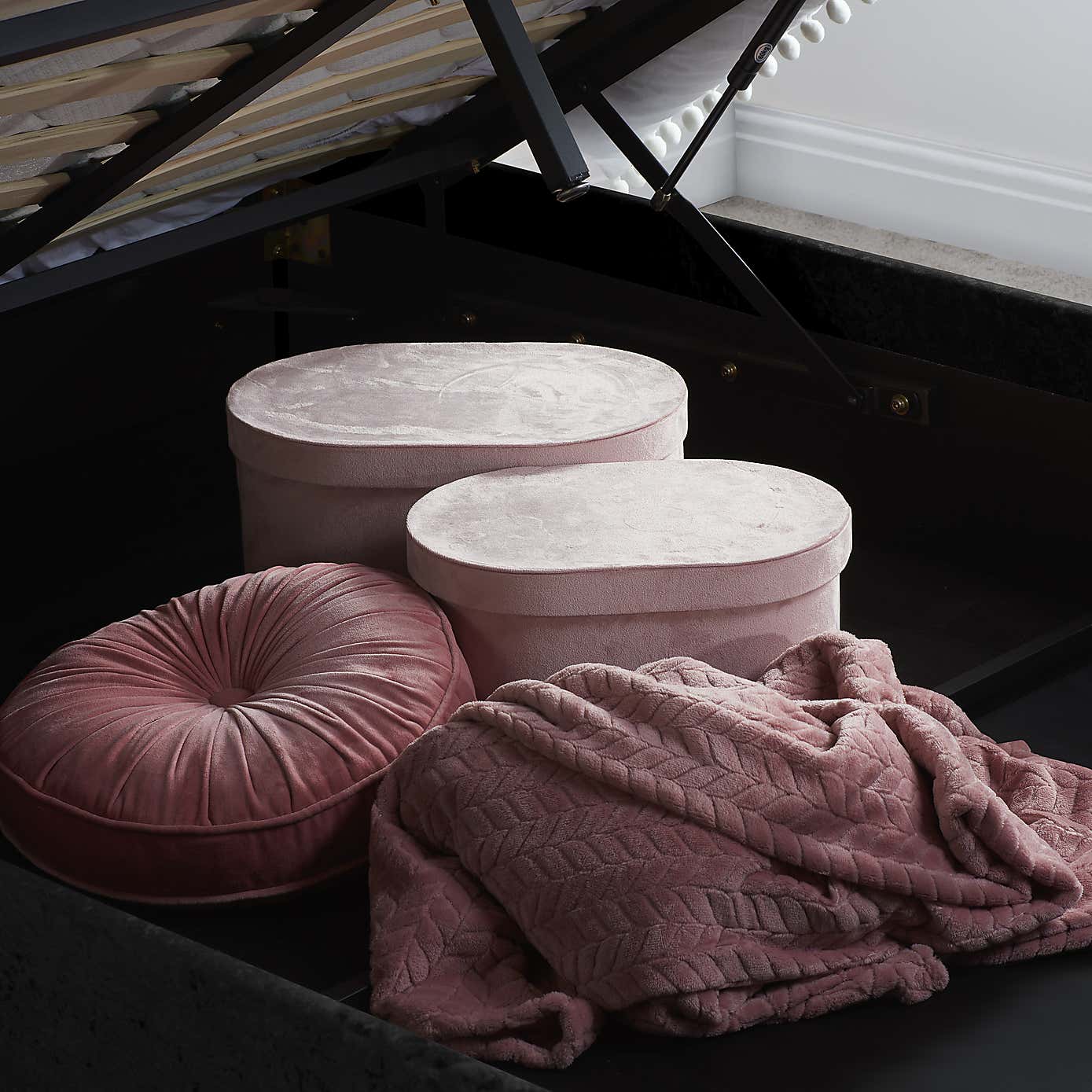 Berlin Crushed Velvet Ottoman Bedstead