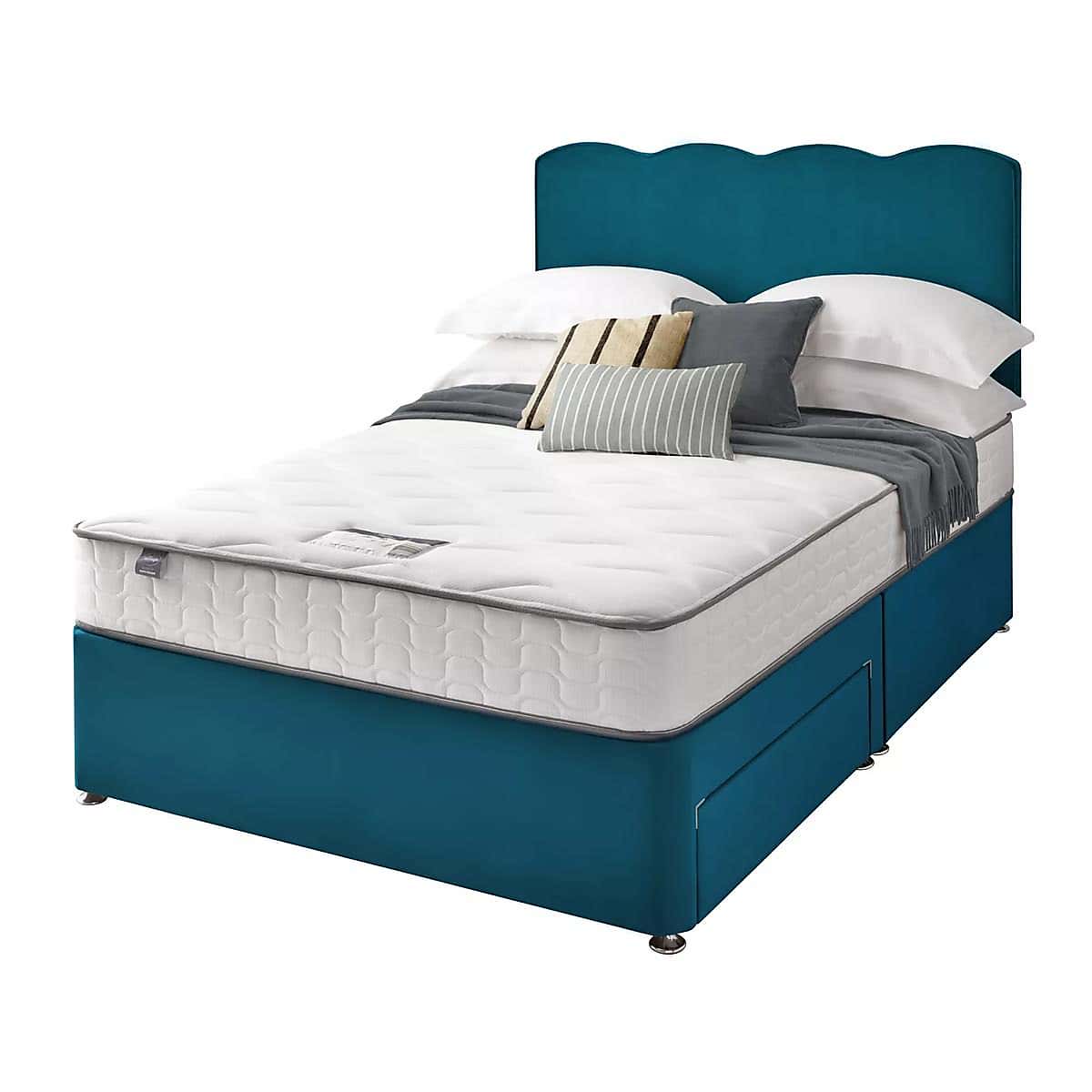 Silentnight 2 Drawer Divan Bed With Velvet Wave Headboard