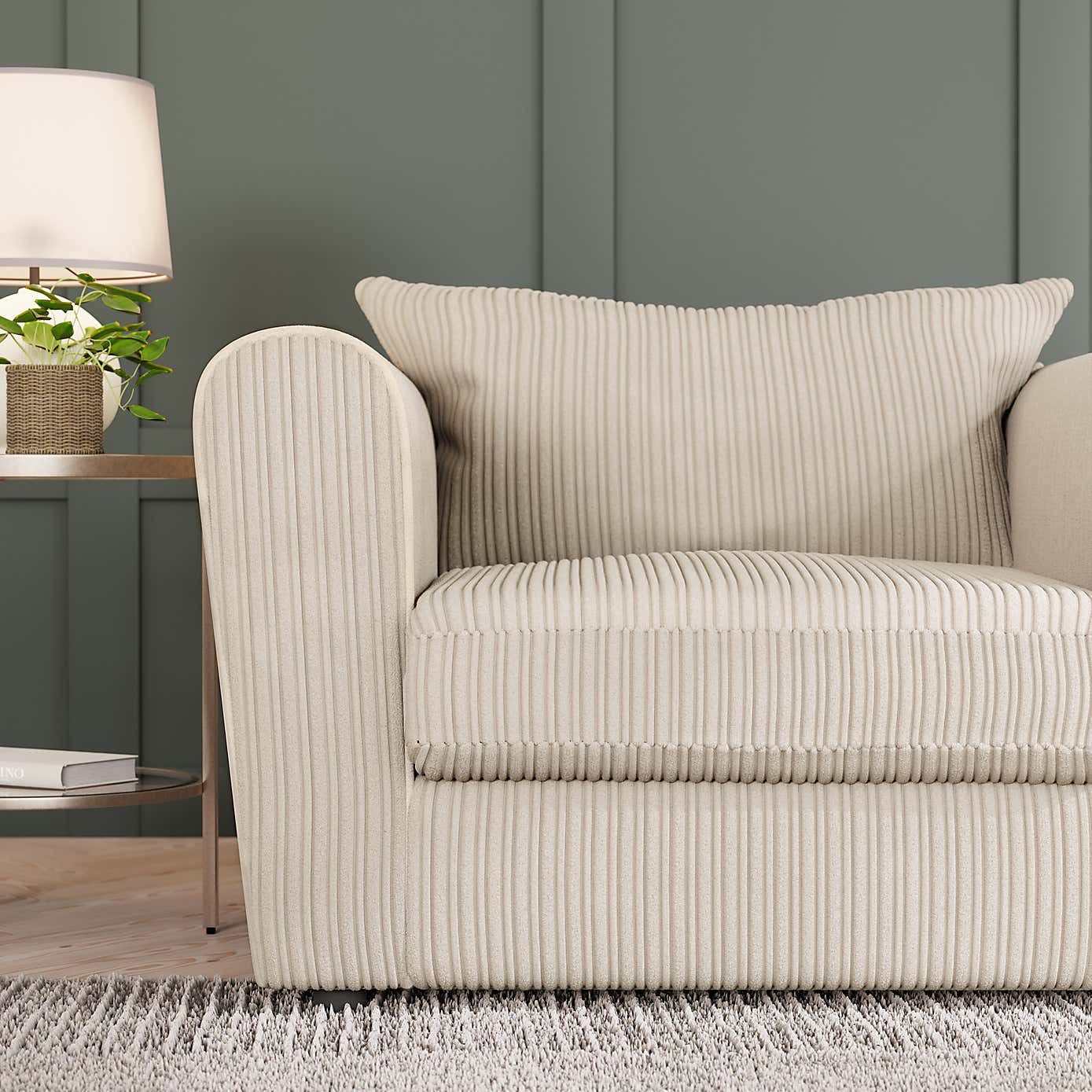 Blake Curved Arm Jumbo Cord Snuggle Chair