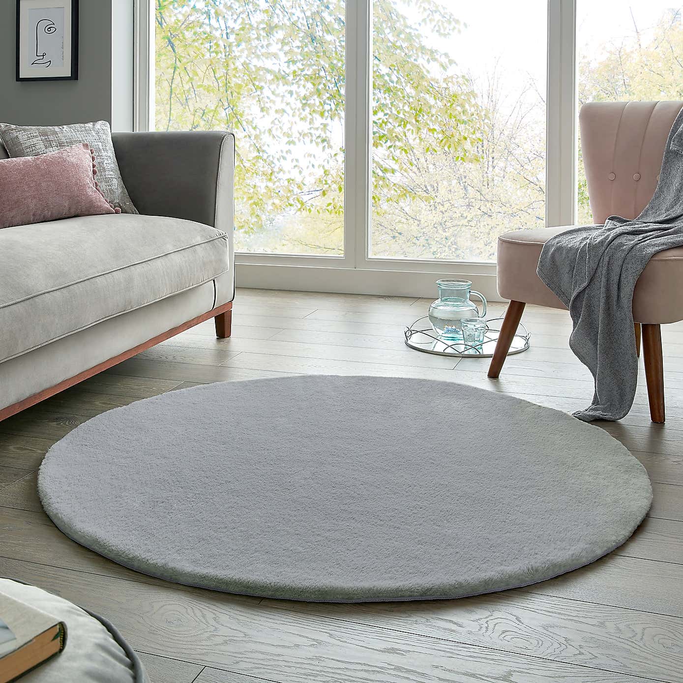 Supersoft Grey Circle Rug