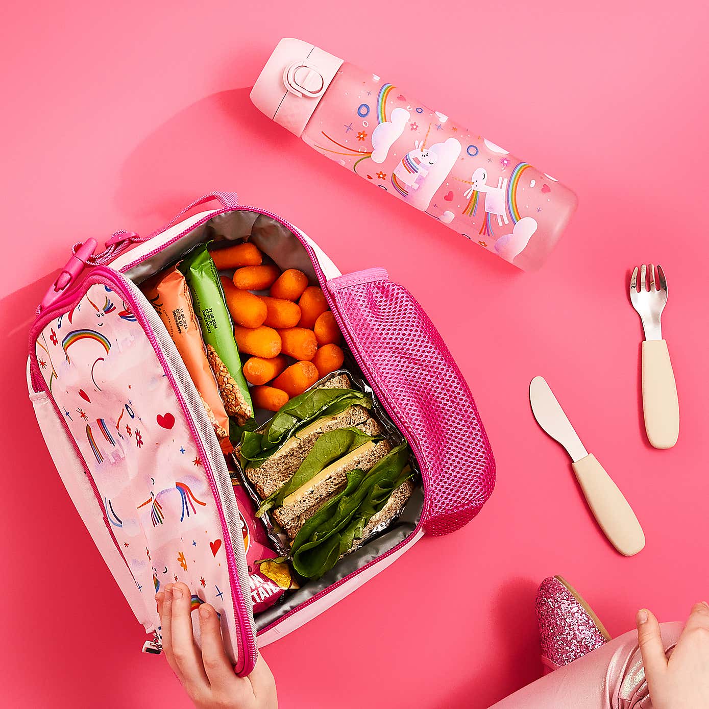 Ion8 Unicorn Water Bottle and Lunch Bag Bundle