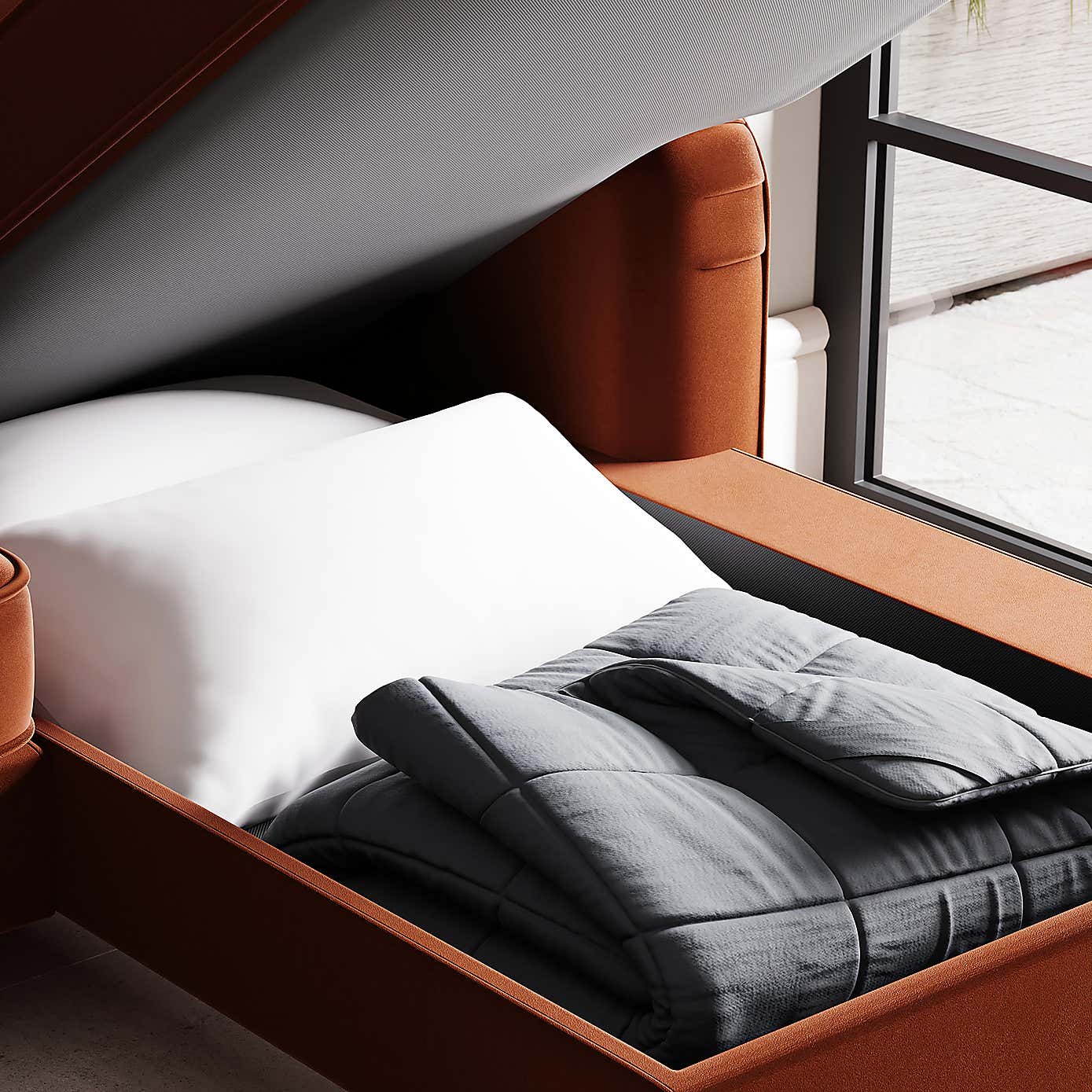 Beatrice Matte Velvet 4 Seater Corner Chaise Double Sofa Bed