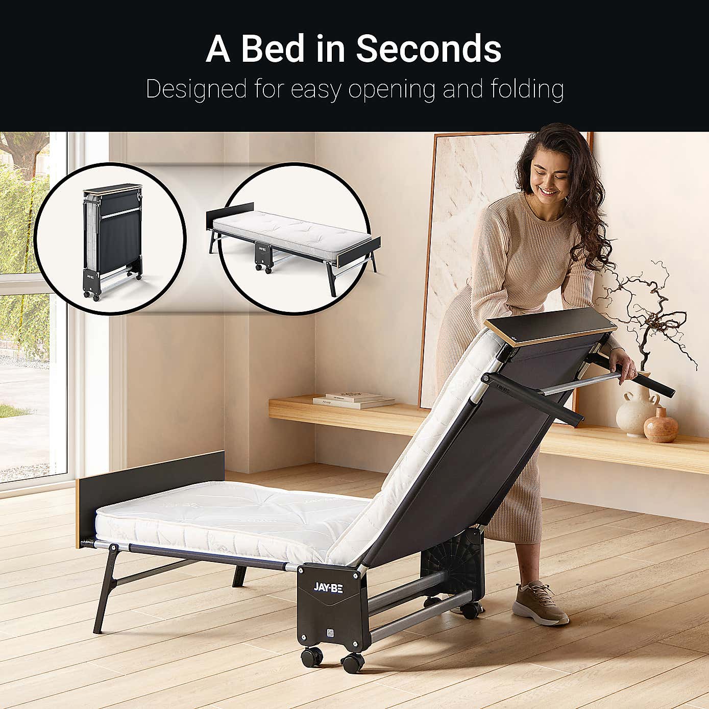 Jay-Be Grand Folding Bed with e-Pocket Tufted Mattress