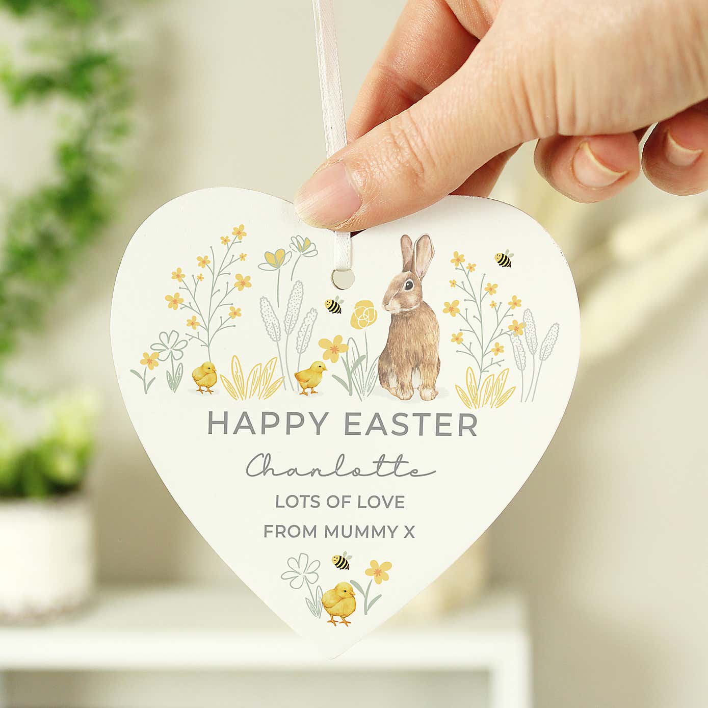 Personalised Spring Bunny Heart Decoration