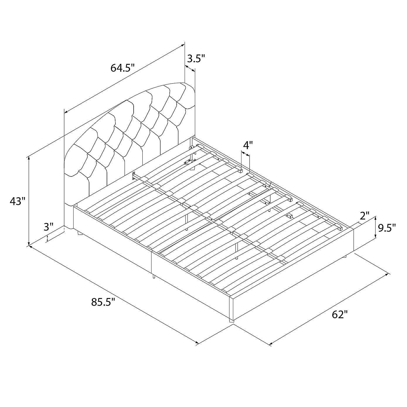 Aspen Velvet Upholstered Bed Frame