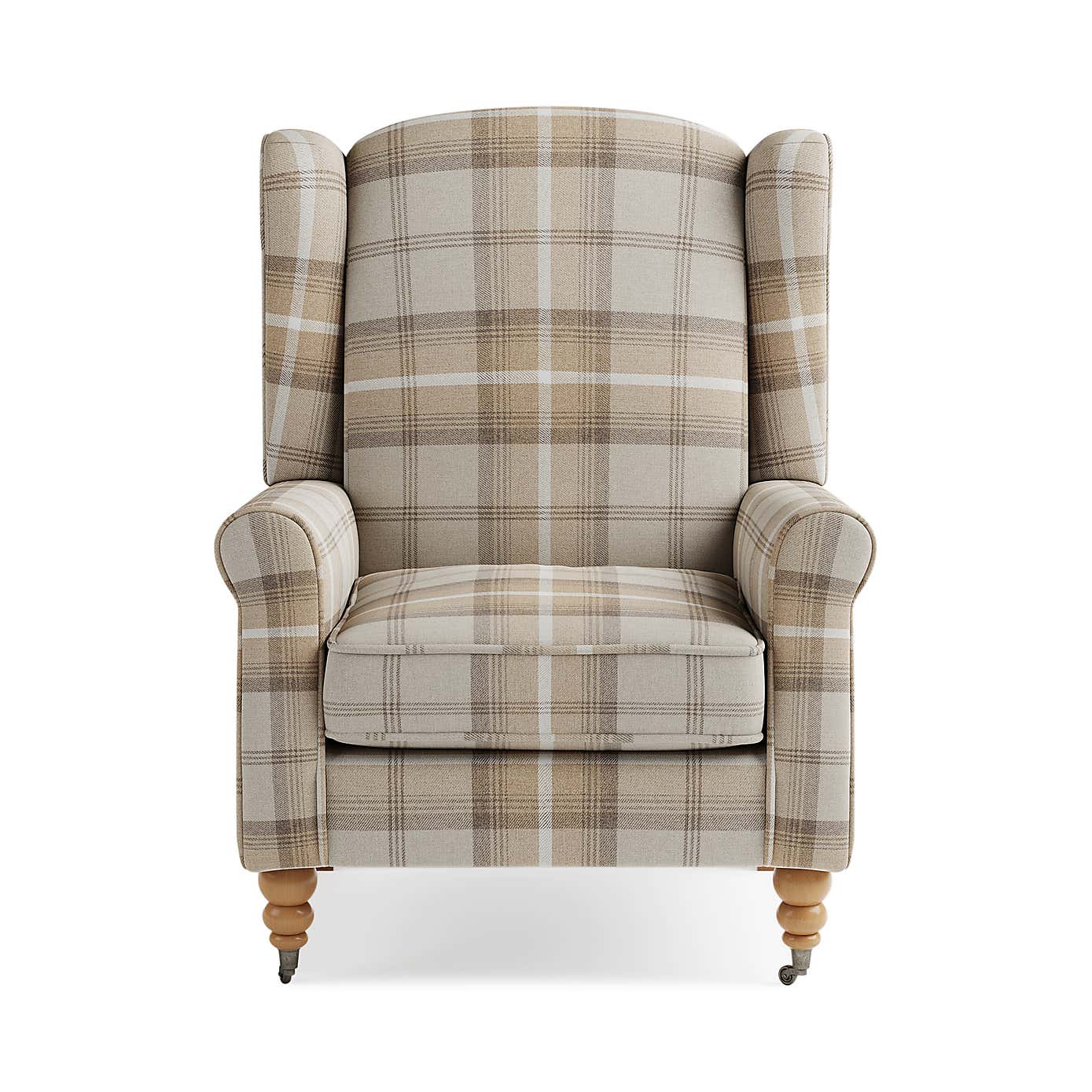 Oswald Grande Check Wingback Armchair