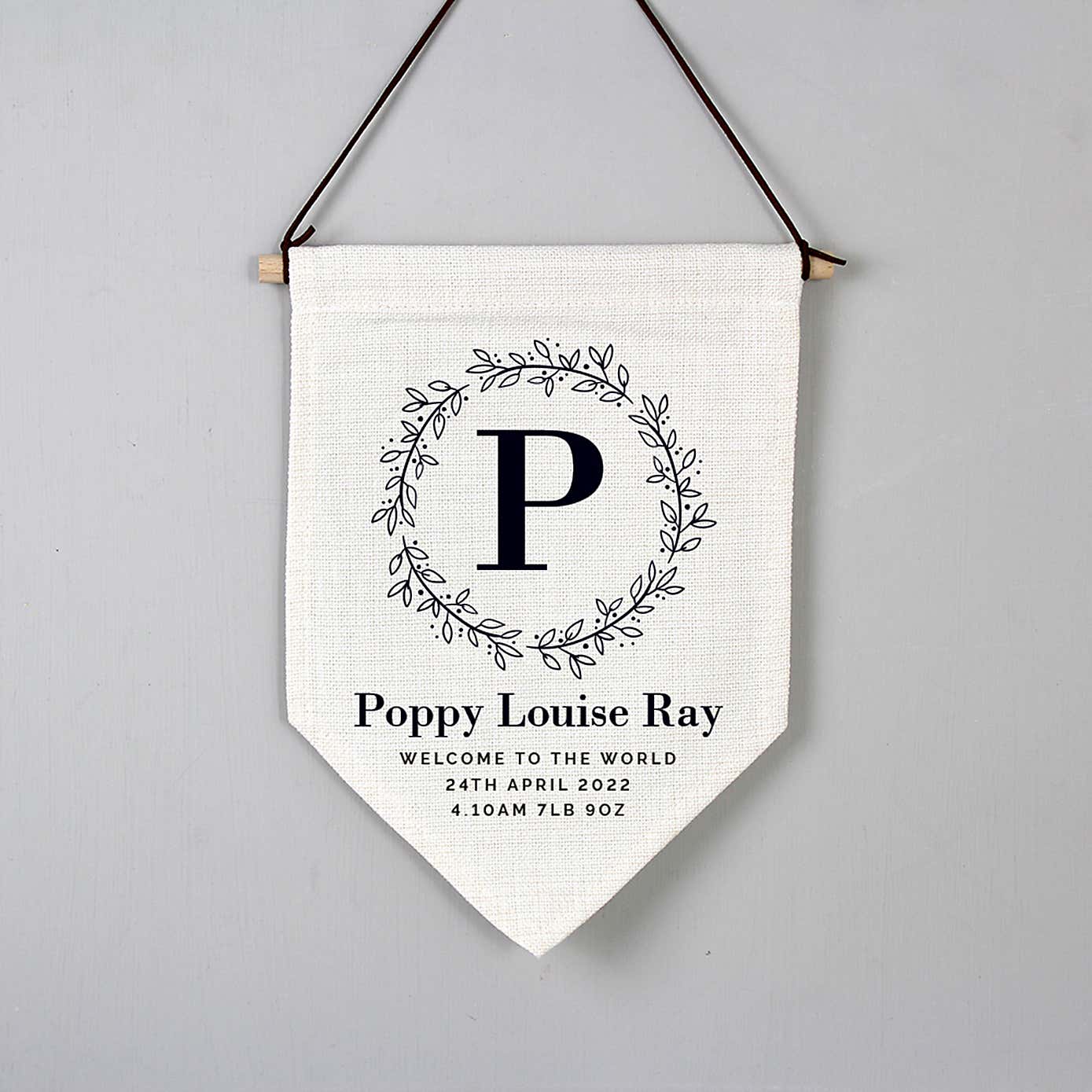 Personalised Floral Leaf Hanging Banner