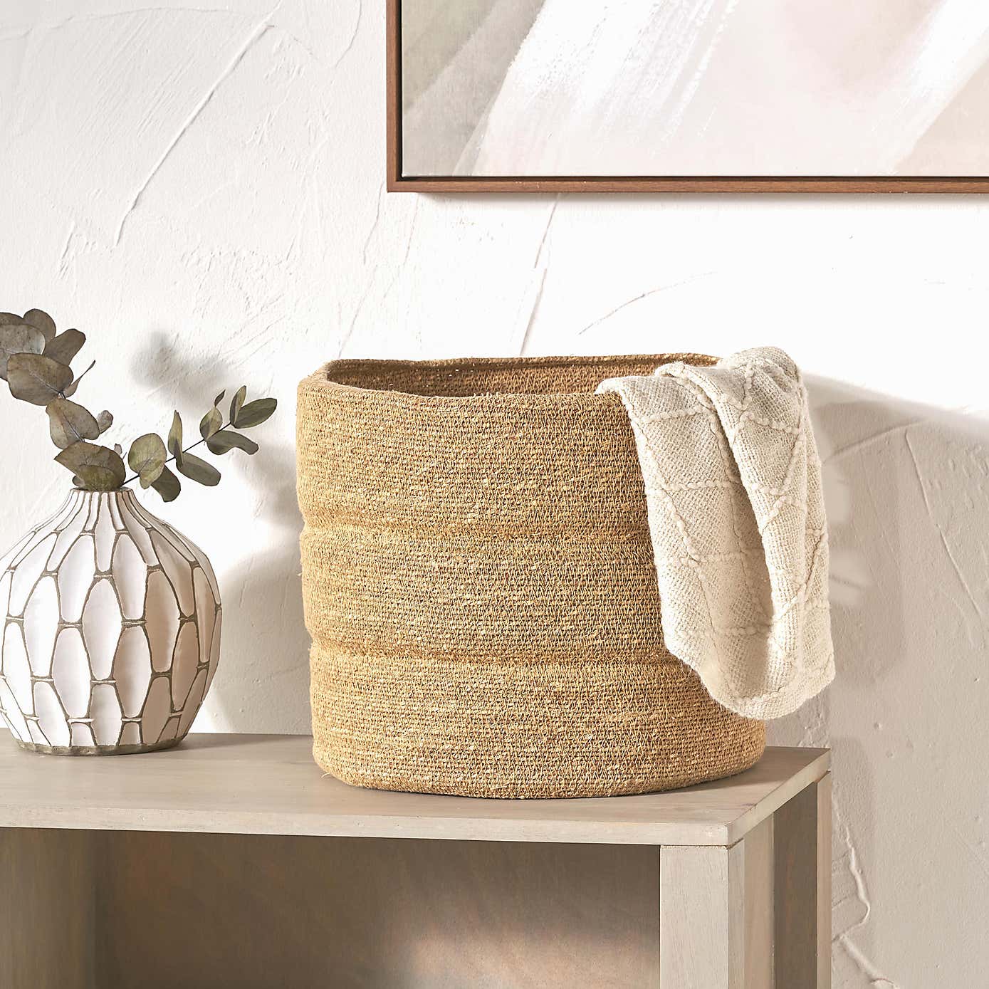 Seagrass Natural Ribbed Storage Basket