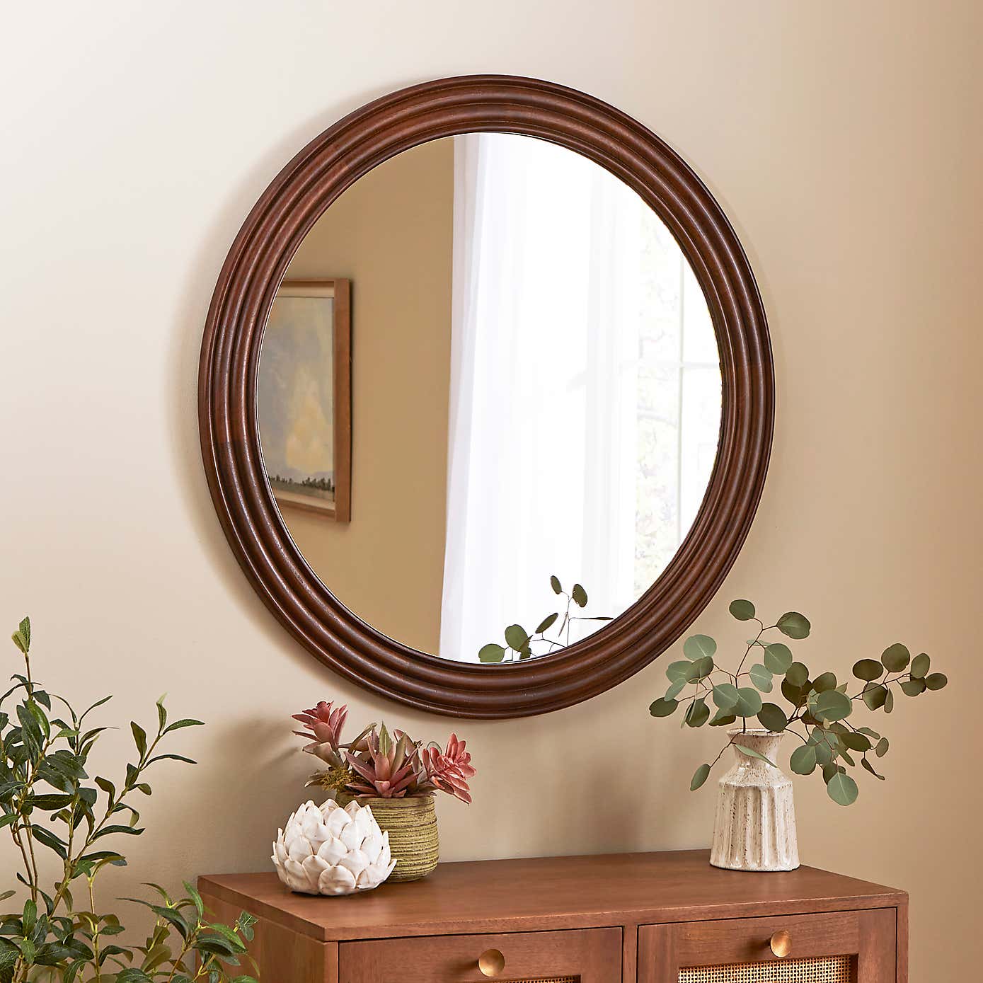 Heart and Soul Round Ribbed Wall Mirror