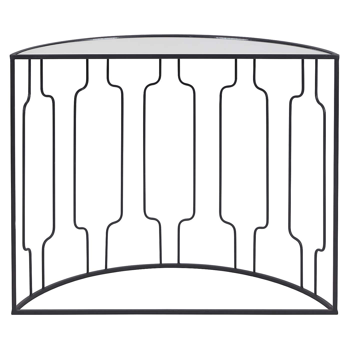 Caprisse Mirrored Glass Half Moon Console Table