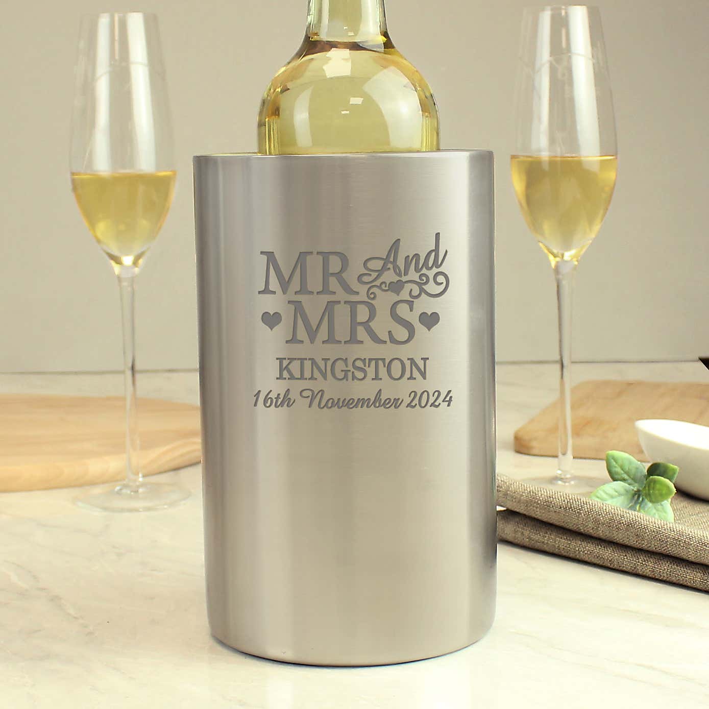 Personalised Mr and Mrs Wine Cooler
