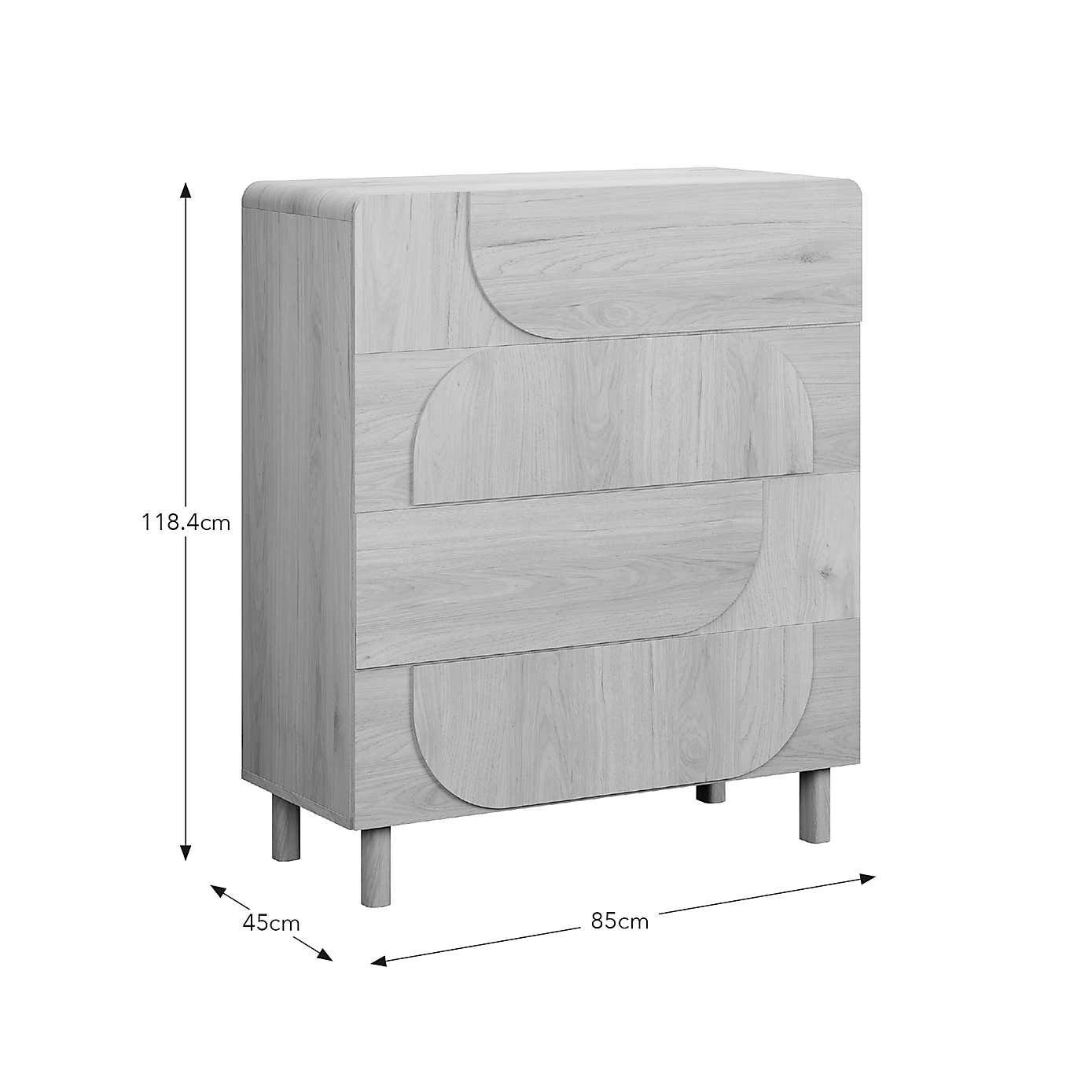 Aldo 4 Drawer Chest, Light Oak