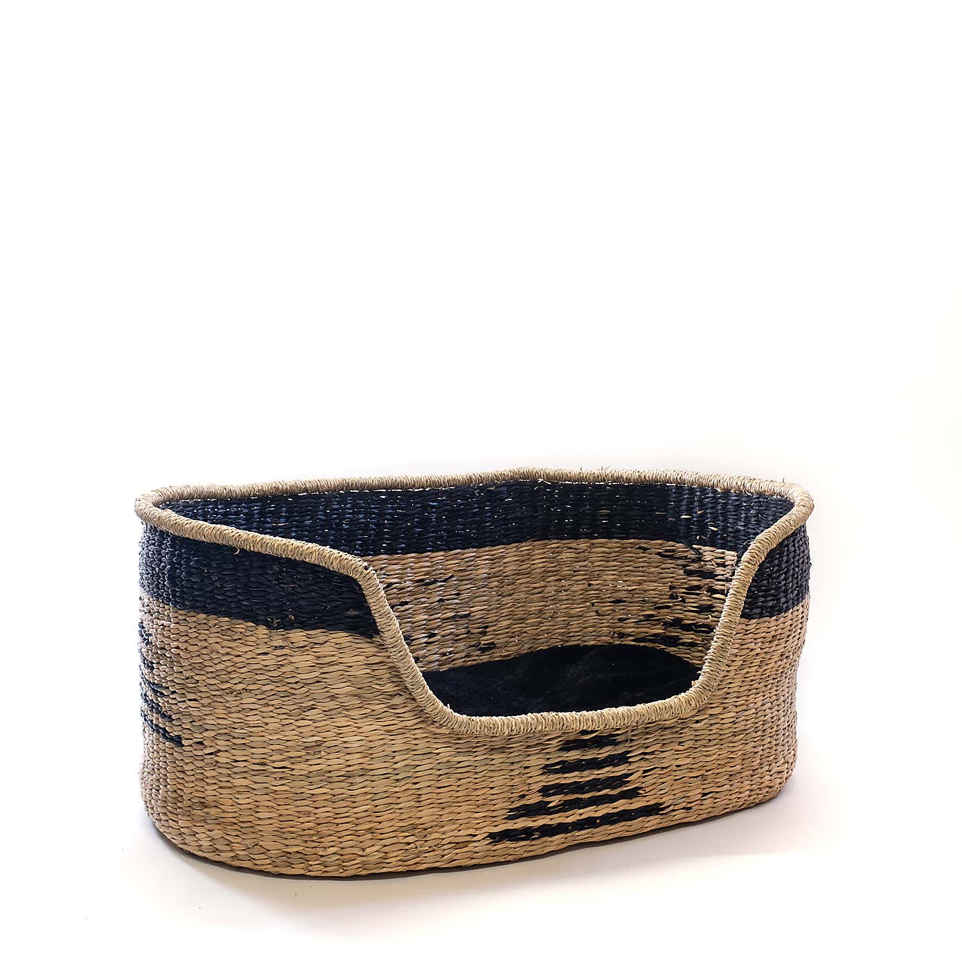 Black & Natural Seagrass Pet Bed