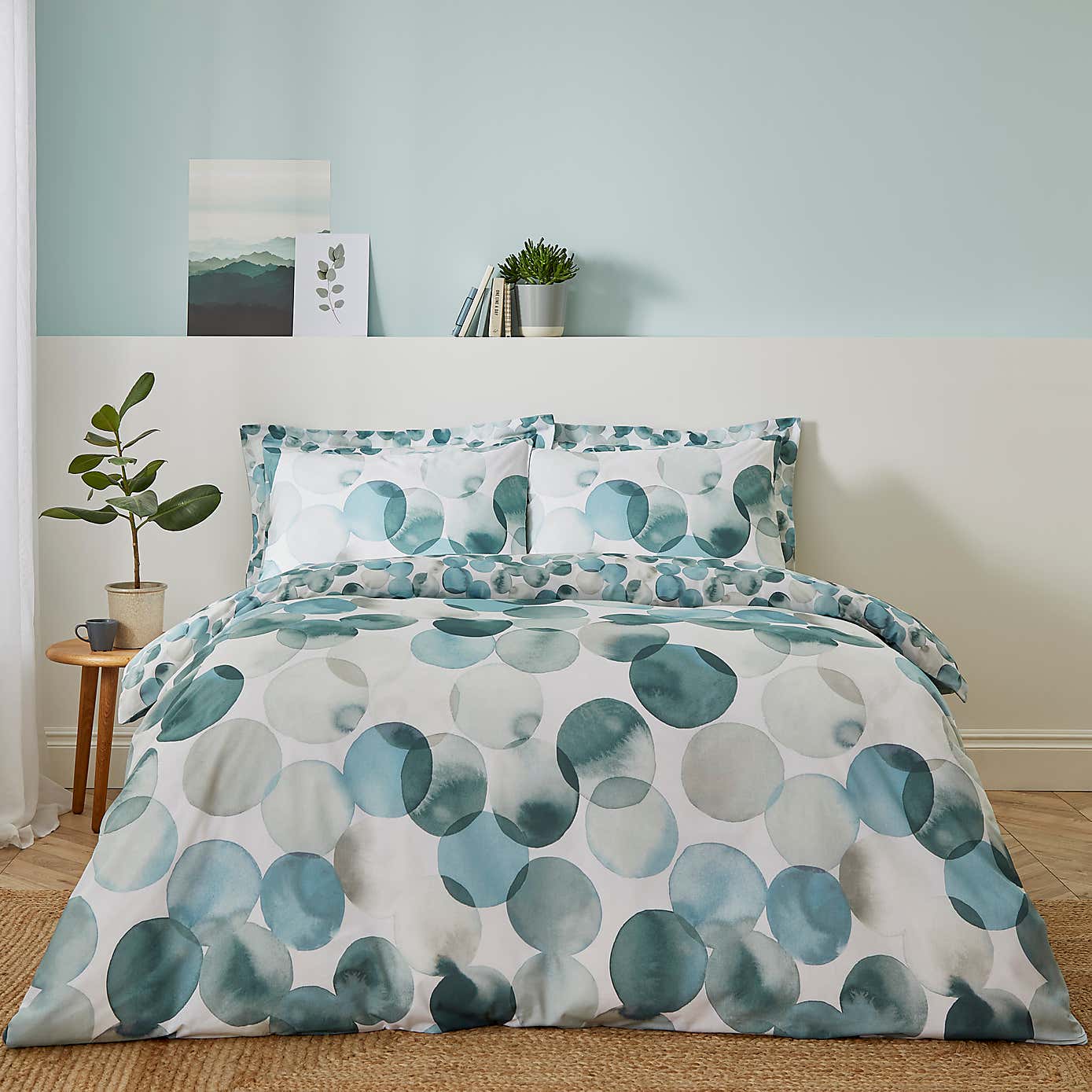 Watercolour Circles Teal Oxford Pillowcase