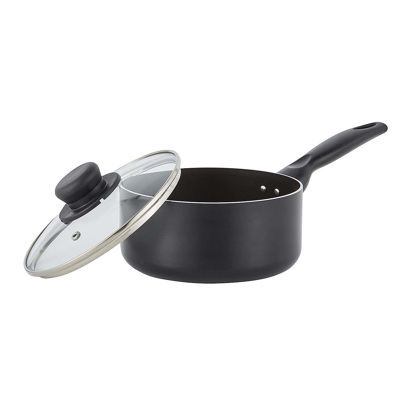 Essentials Non-Stick Aluminium Saucepan, 18cm