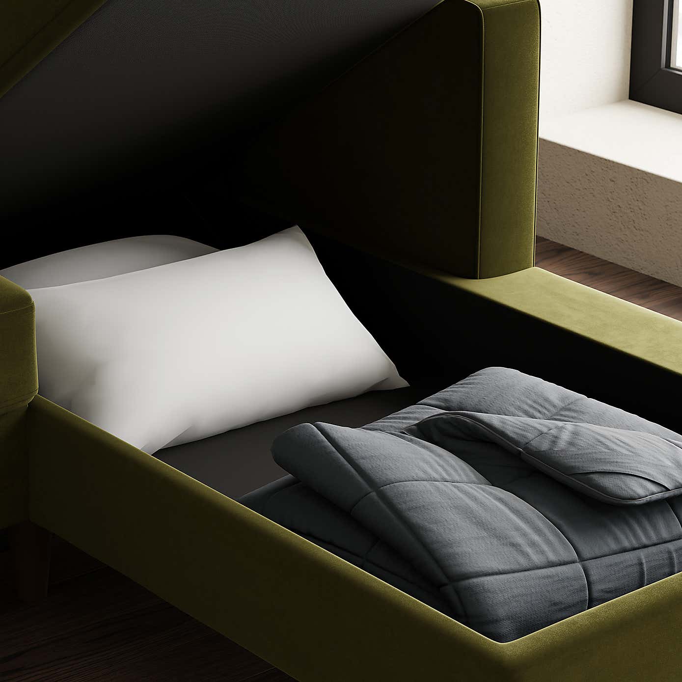 Zoe 4 Seater Corner Double Sofa Bed, Velvet