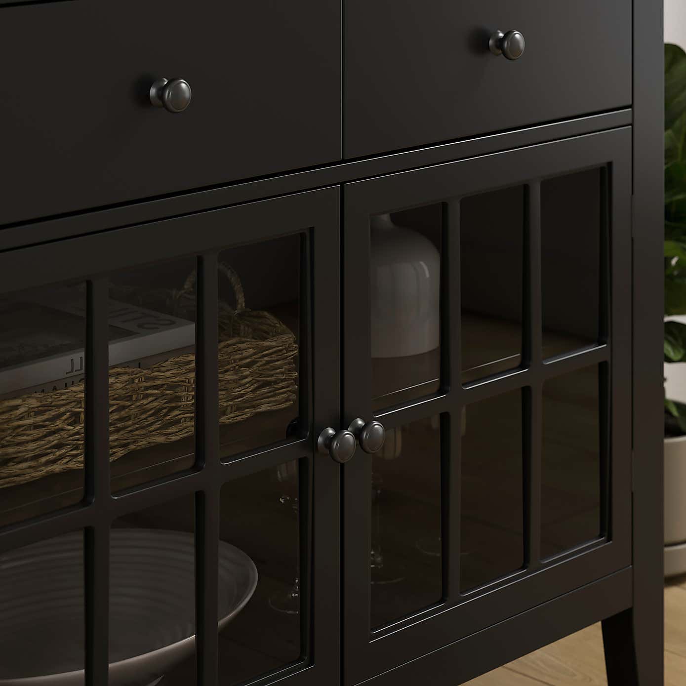 Lynton Glazed Small Black Sideboard