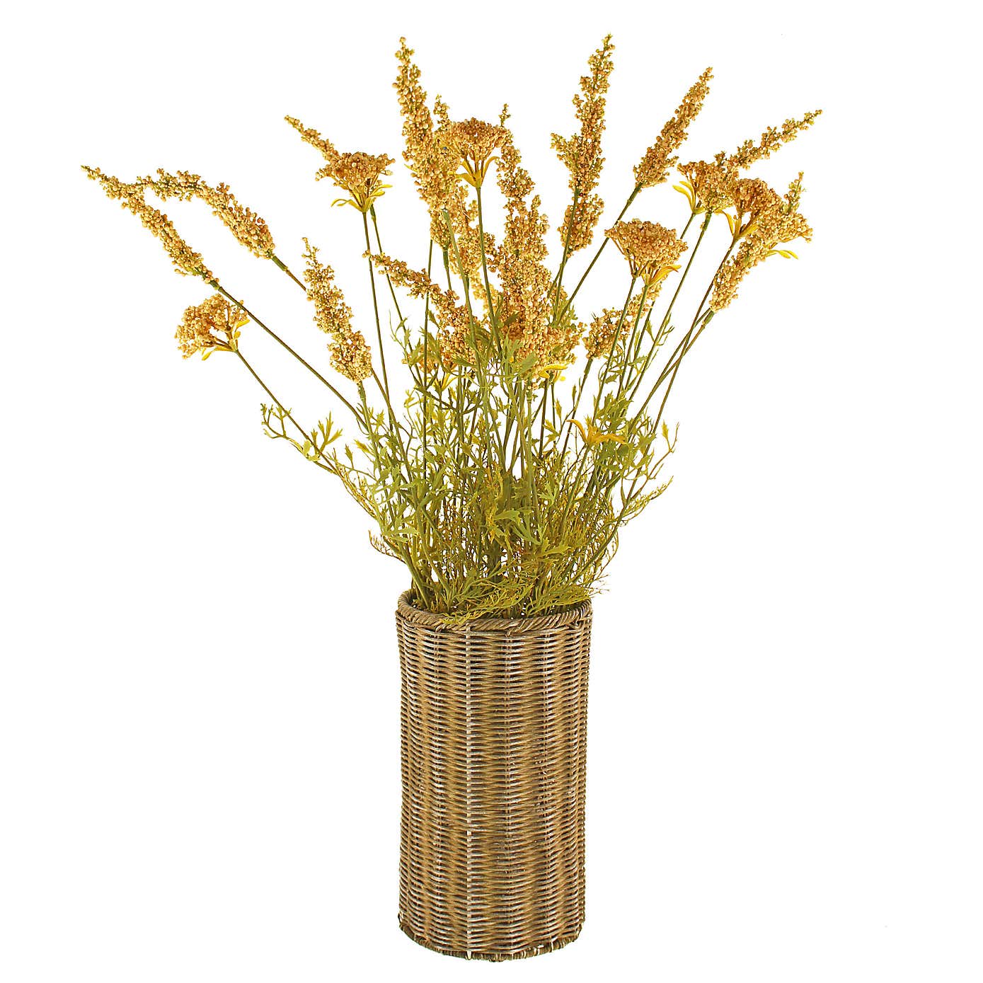 Artificial Yellow Astilbe in Woven Vase
