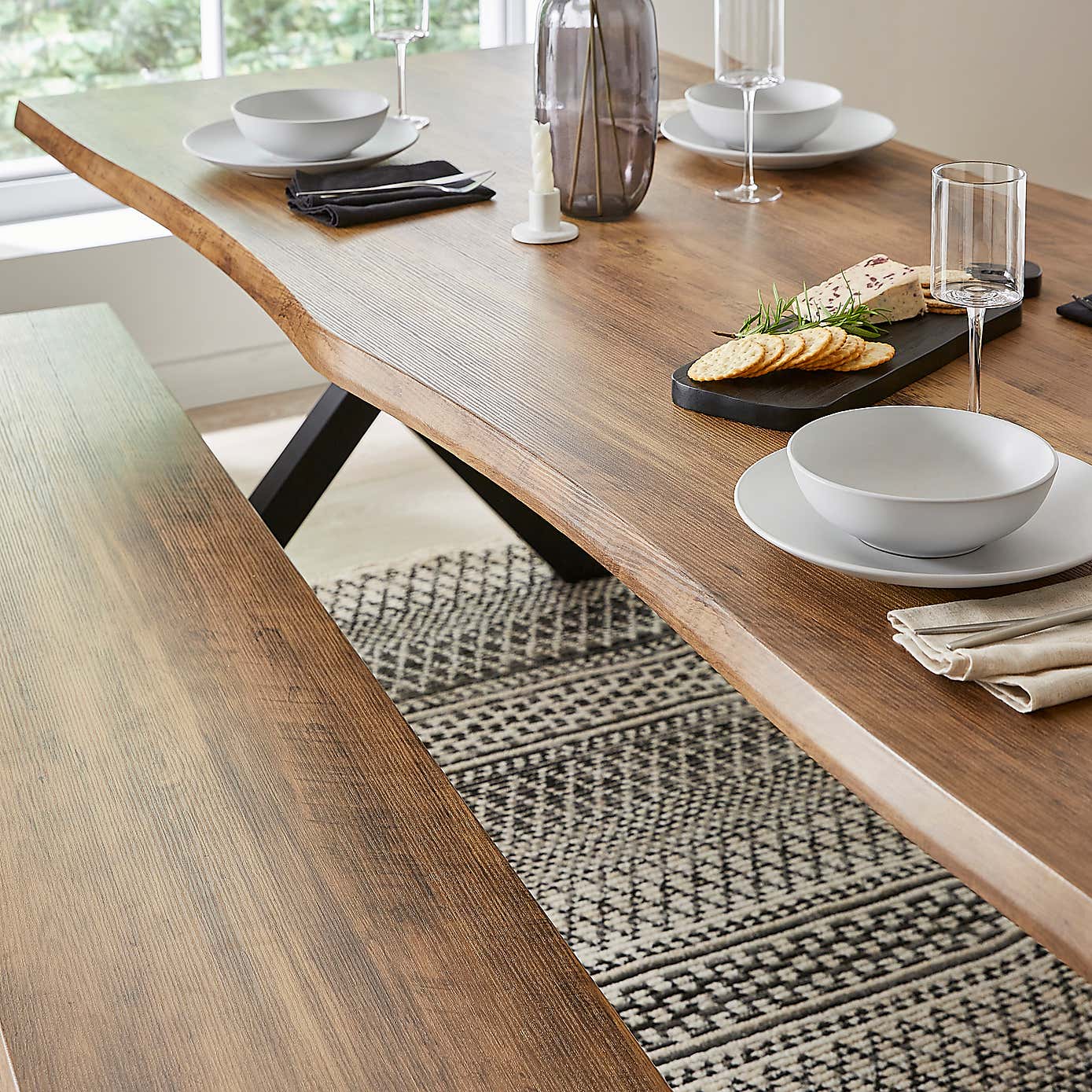 Ezra Large Dining Bench Set, 220cm