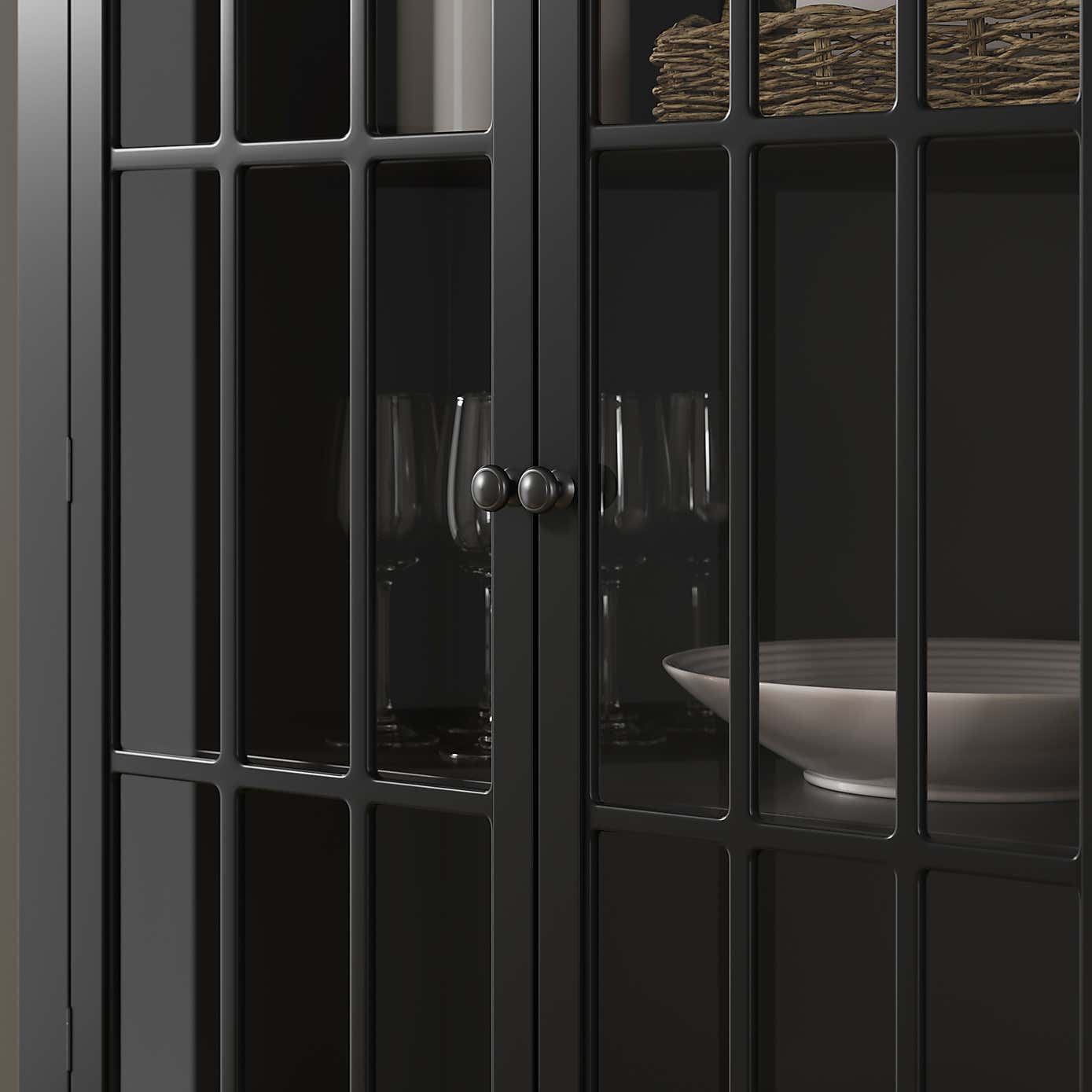 Lynton Glazed Display Cabinet, Black