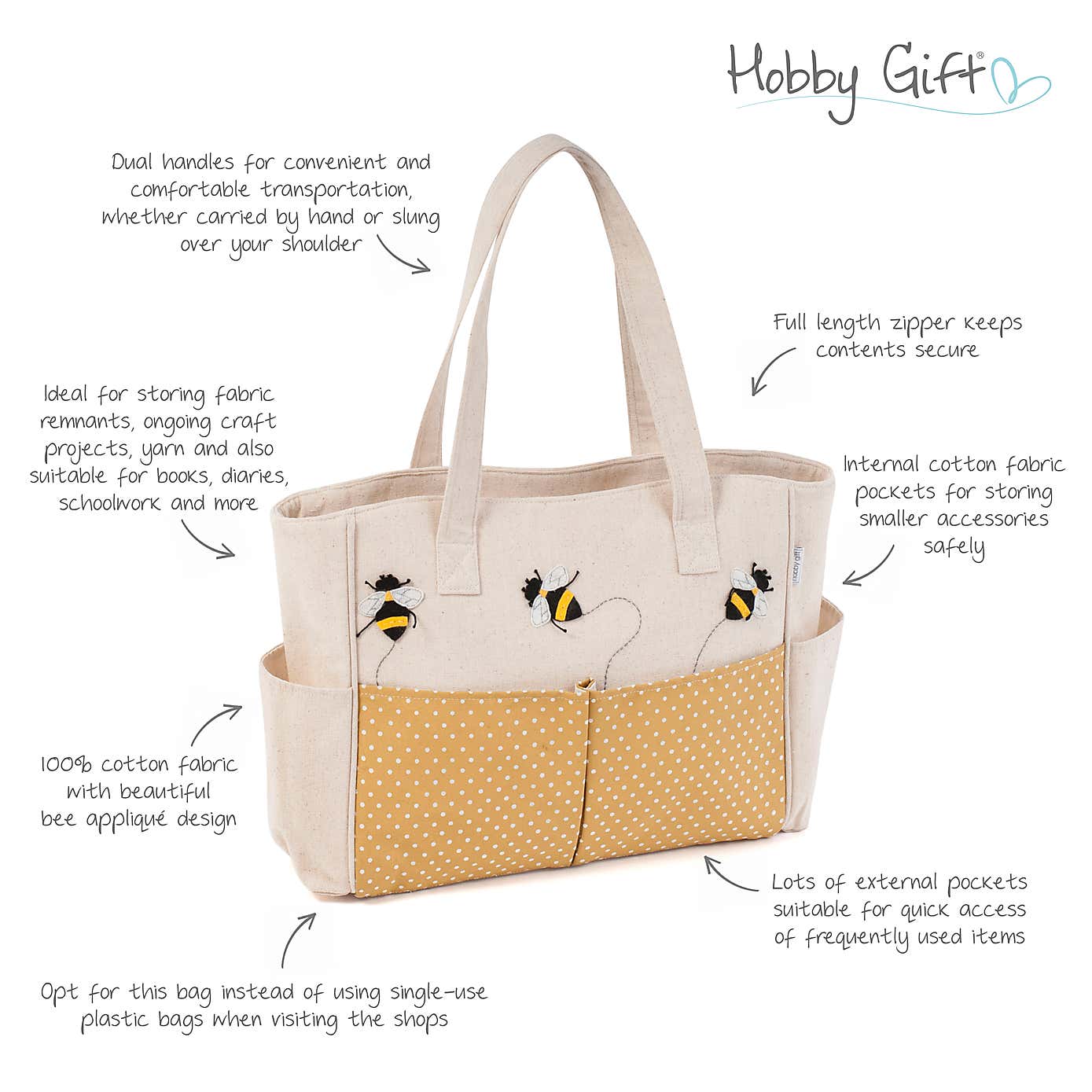 Hobby Gift Applique Bee Craft Bag