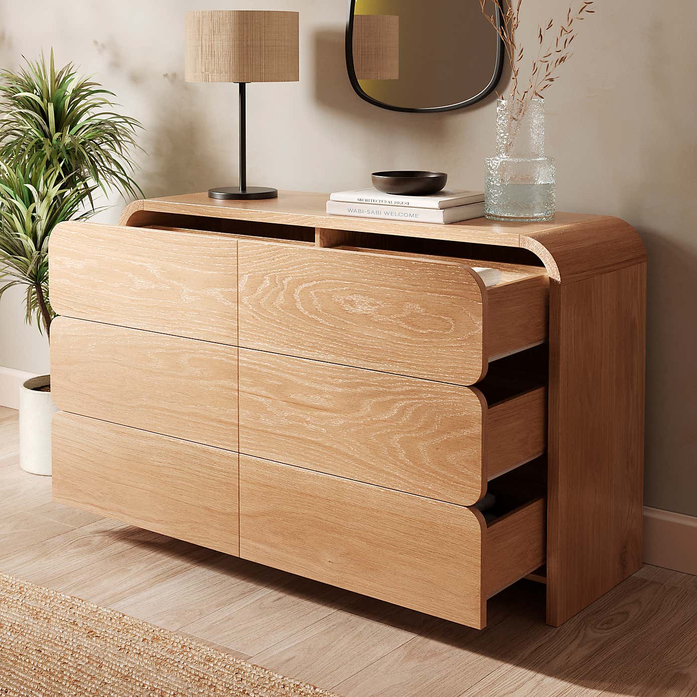 Bennett 6 Drawer Chest, Light Oak