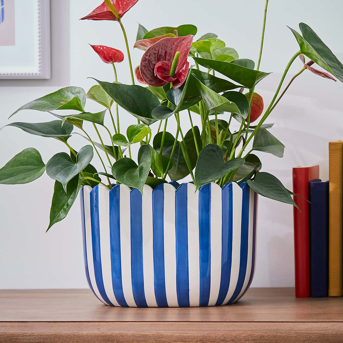 Scalloped Blue Plant Pot