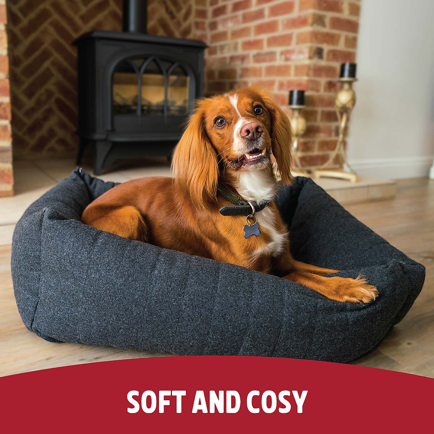 Rosewood Felt Grey Support Pet Bed