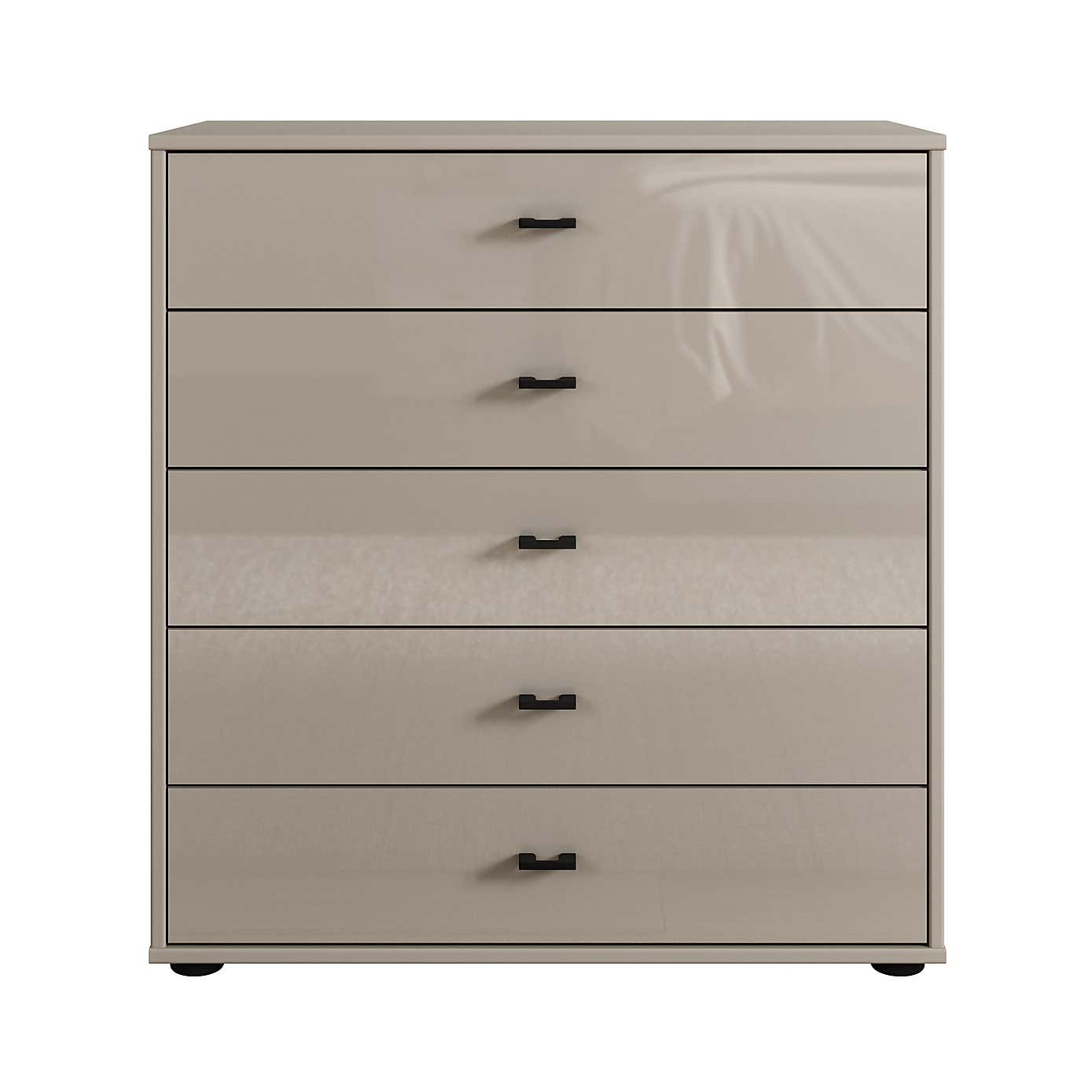 Kahla Glass Fronted Large 5 Drawer Chest