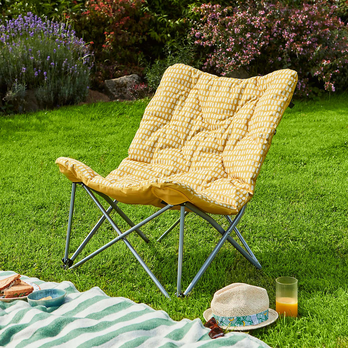 Padded Yellow Ochre Camping Chair