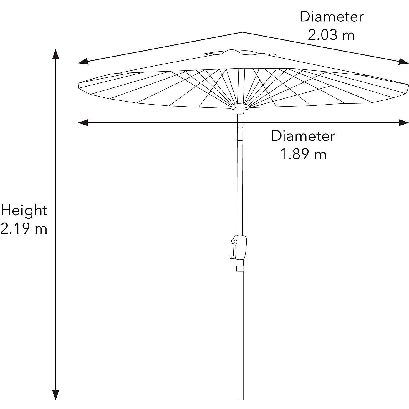 2m Shanghai Sage Green Crank Parasol