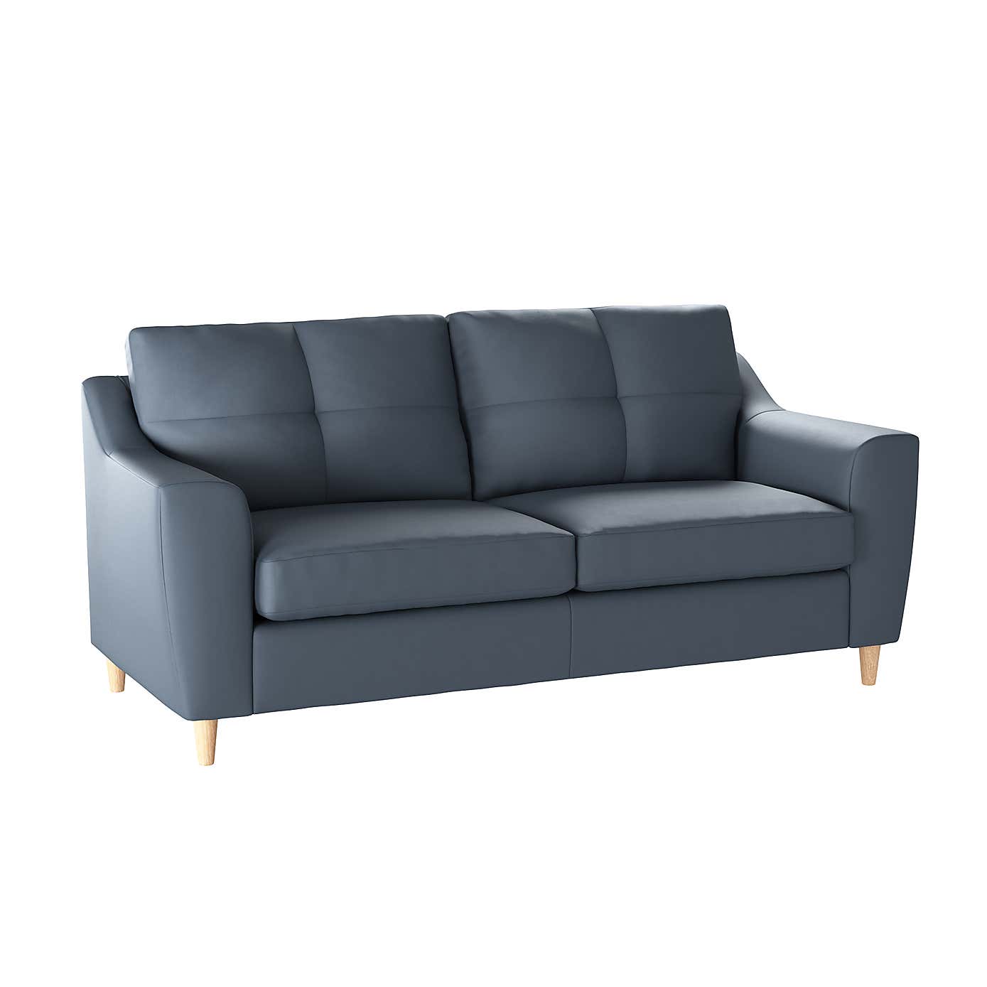 Baxter Kalman Navy Faux Leather 3 Seater Sofa