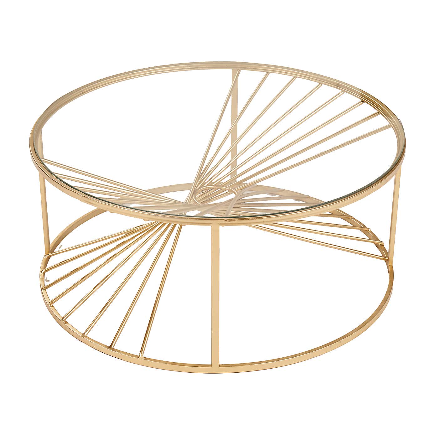 Liberty Coffee Table, Glass and Gold Metal