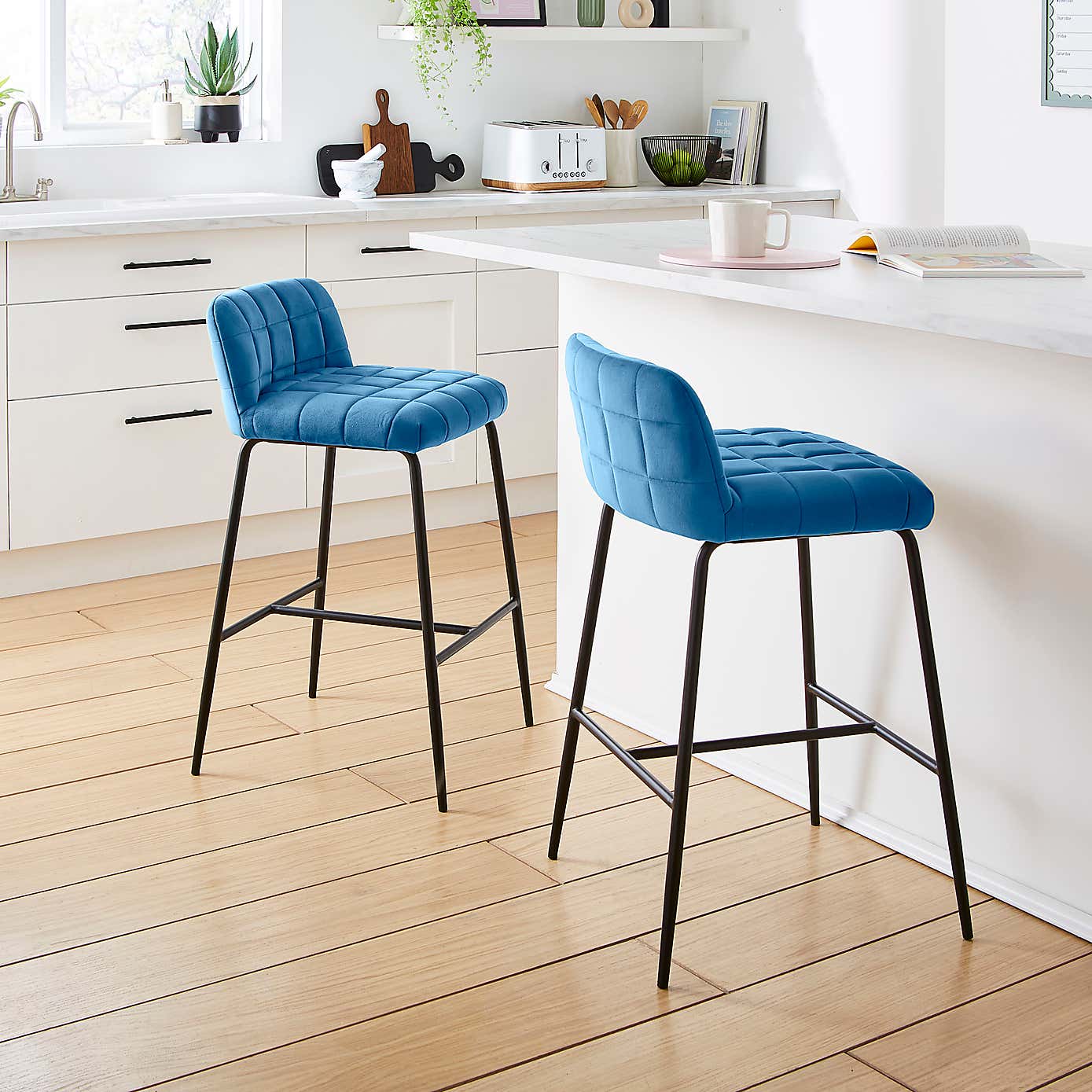 Caden Counter Height Bar Stool, Velvet