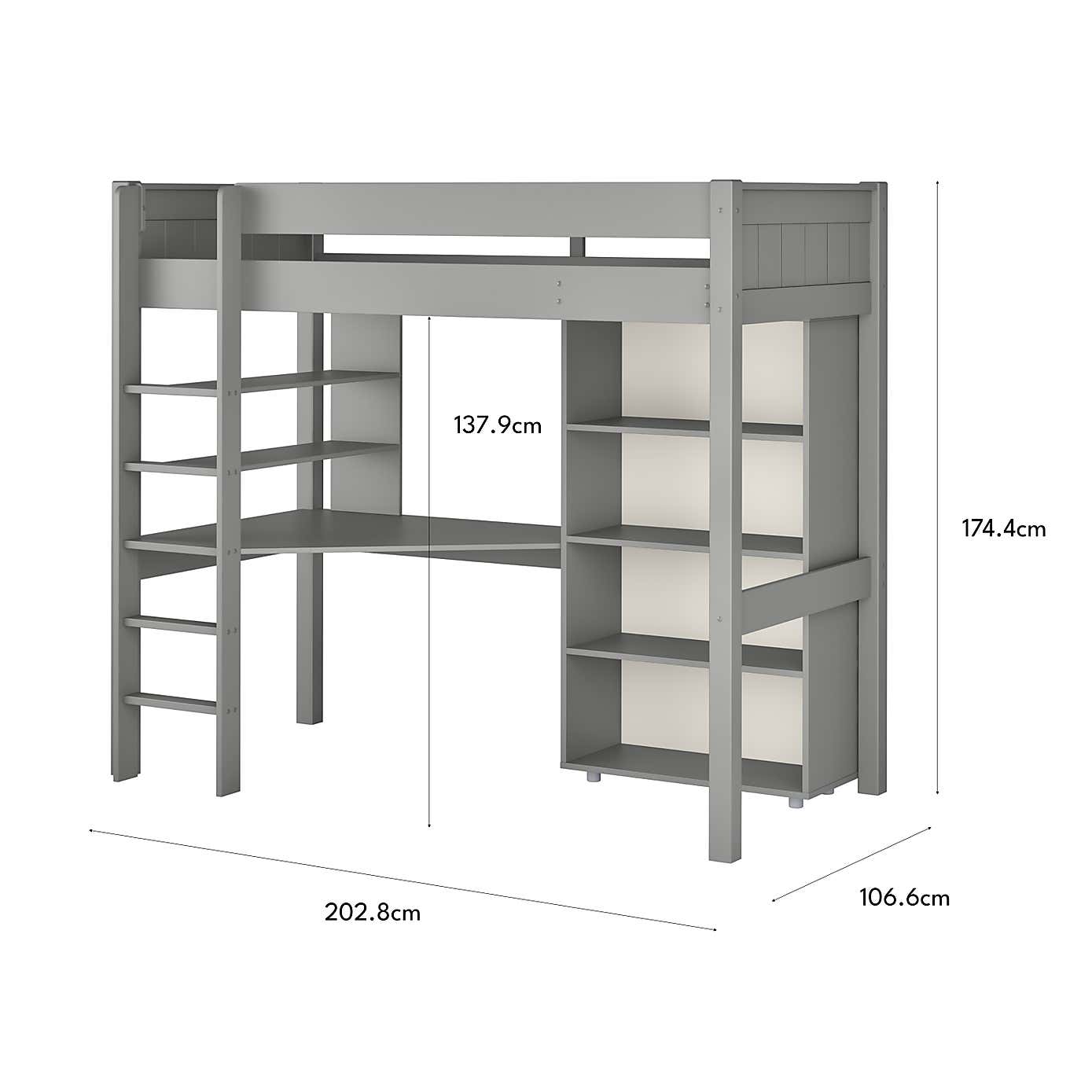Stompa Classic Highsleeper with Desk and Bookcase