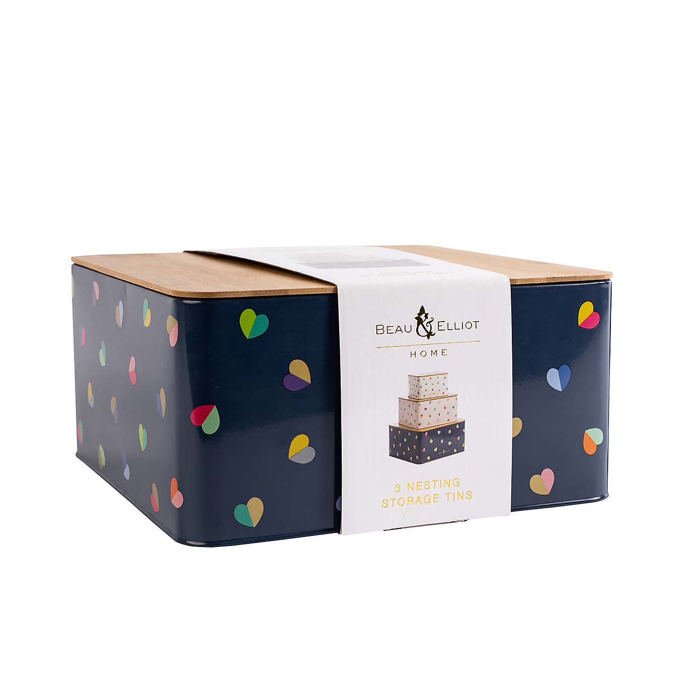 Mini Confetti Set of 3 Nesting Tins with Bamboo Lids