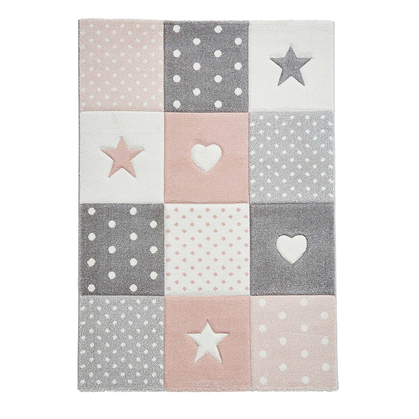 Pink Stars, Hearts and Polka Dot Rug