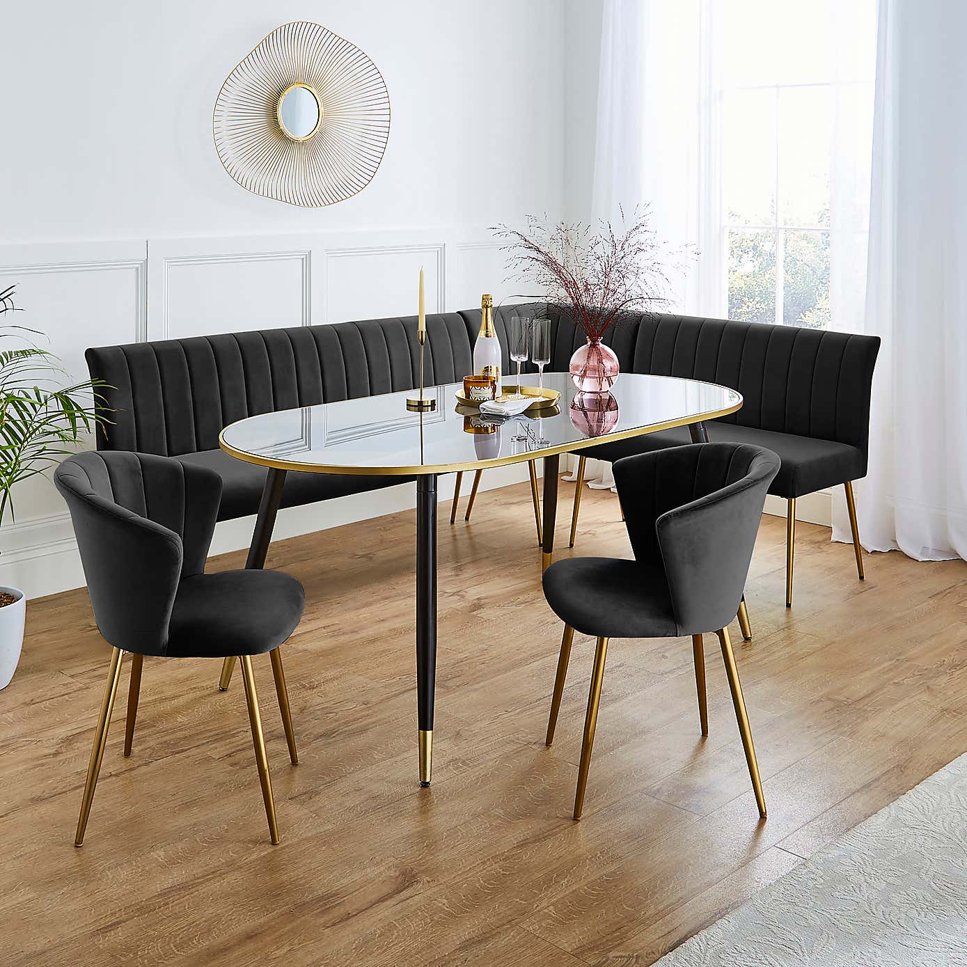 Kendall Velvet Corner Bench