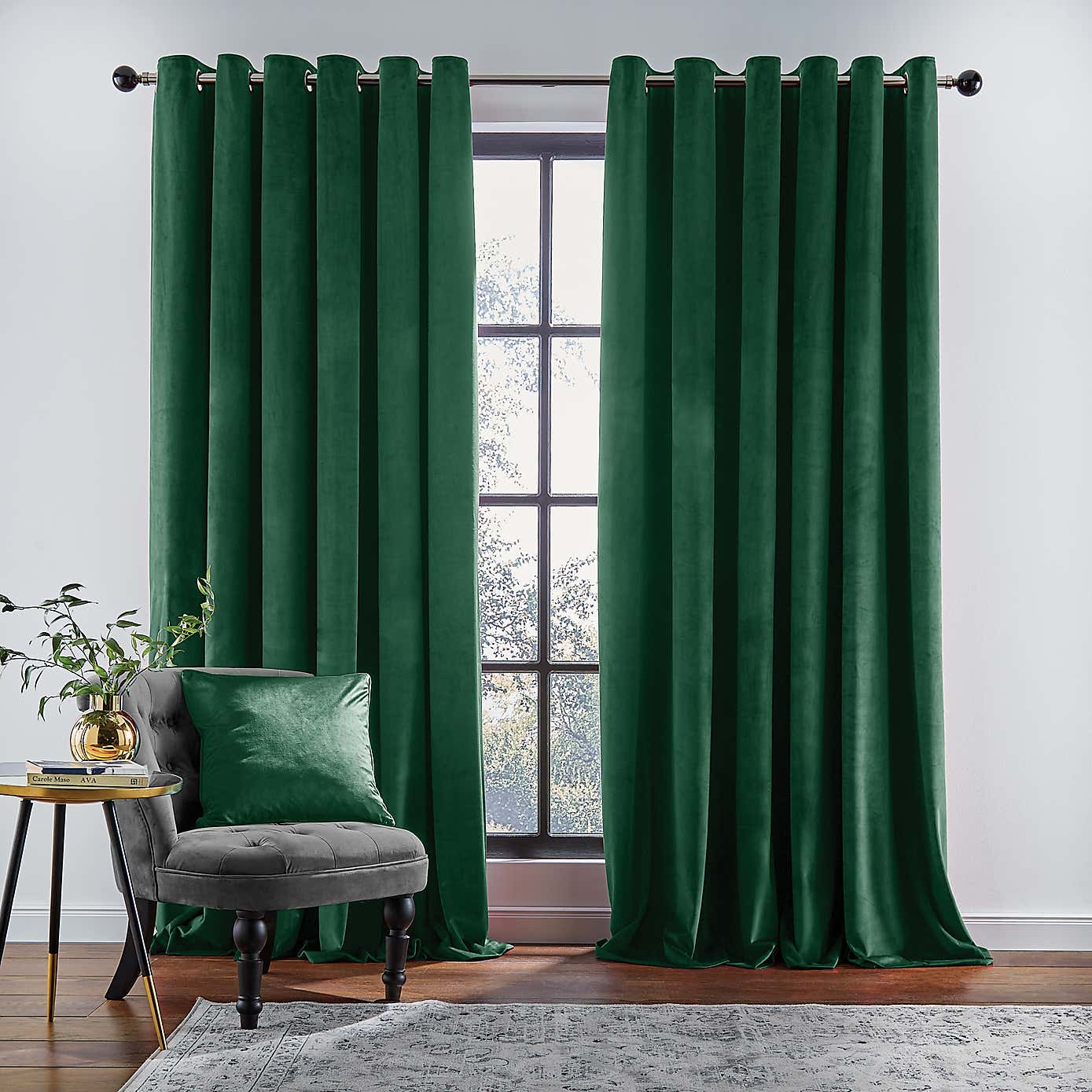 Recycled Velour Eyelet Curtains