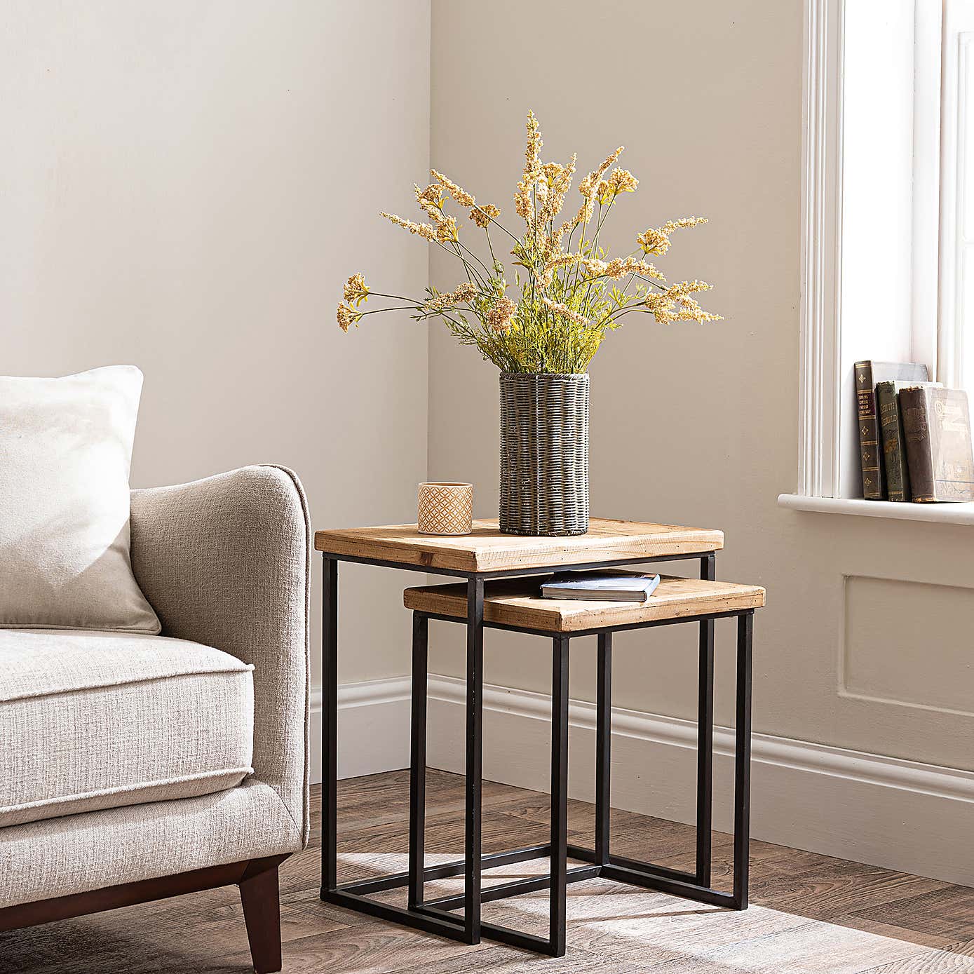 Artificial Yellow Astilbe in Woven Vase