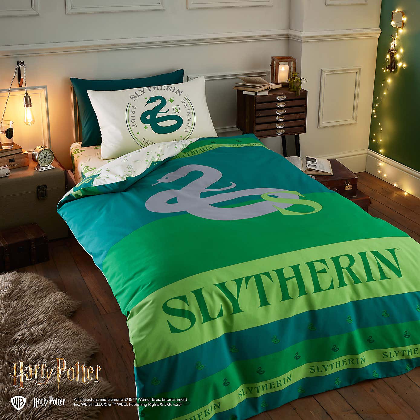 Harry Potter Slytherin Reversible Duvet Cover and Pillowcase Set