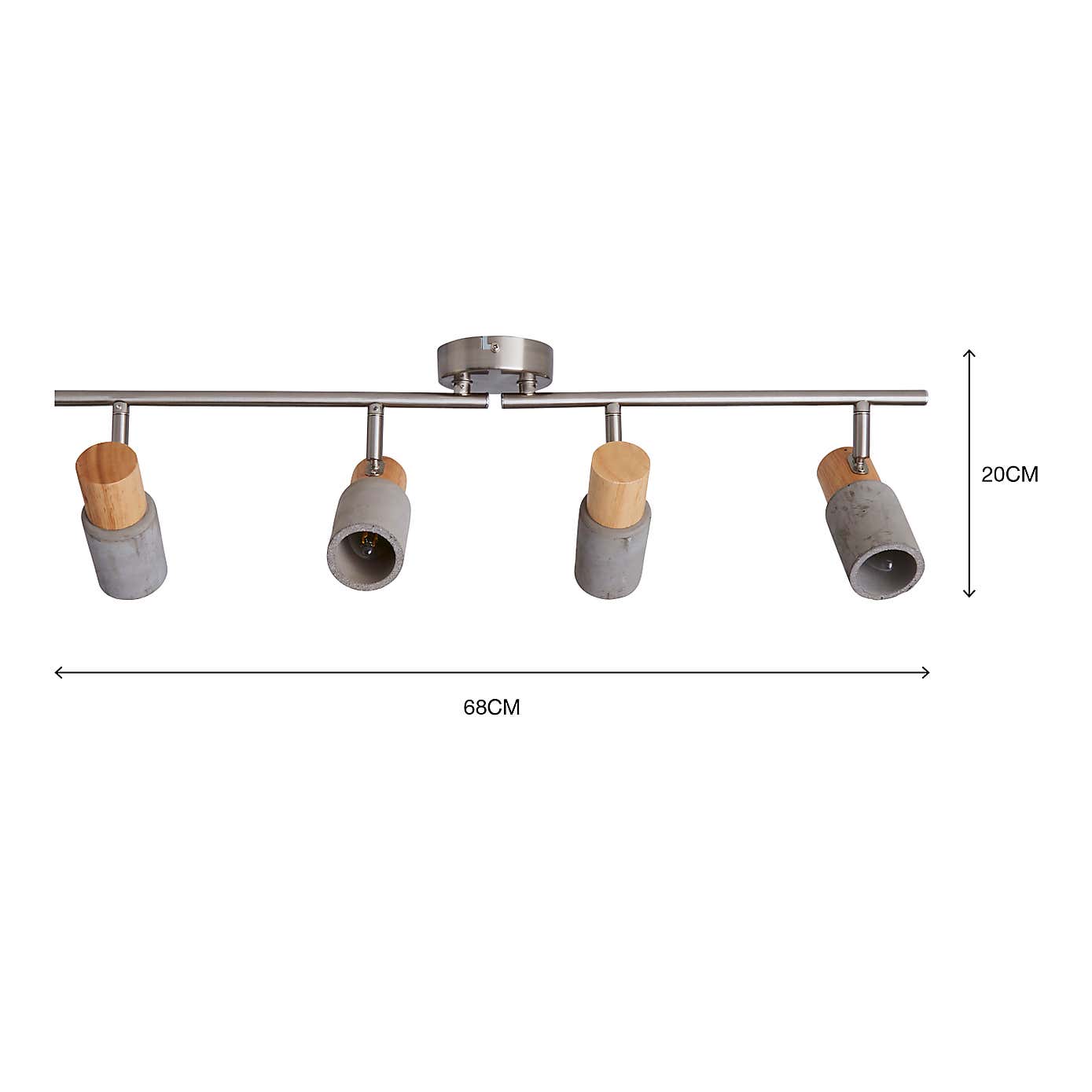 Inka 4 Light Concrete Wood Spotlight Bar